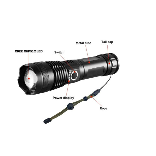 Lanterna Tática Led T9 preta