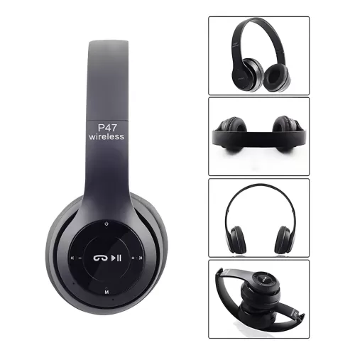 Fone de Ouvido sem Fio Bluetooth P47 Com Reducão De Ruídos Preto