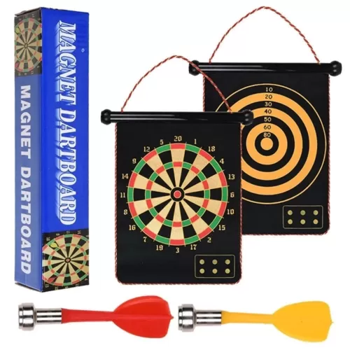 Jogo de dardos magnético profissional tiro ao alvo dupla face dobrável 38x45