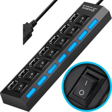 Hub Usb 2.0 com 7 Portas e Interruptor preto..