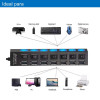 Hub Usb 2.0 com 7 Portas e Interruptor preto