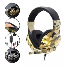 Fone de ouvido Gamer Camuflado Estilo Militar Head..