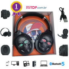 Fone Caveira Preto Bluetooth Sem Fio Headphone Sku..