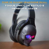 Fone Caveira Cinza com preto Bluetooth Sem Fio Headphone Skull com Microfone integrado