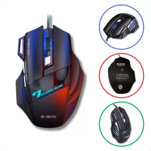 Mouse gamer com fio usb 7 botões 2400 DPI preto