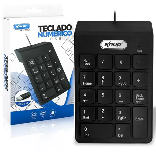 Teclado numérico USB 18 Teclas Preto