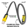 Cabo Flat Turbo 4 em 1 Type-C   USB-A   Type-C   IOS 65W / 27W PD 1.20m Reforçado