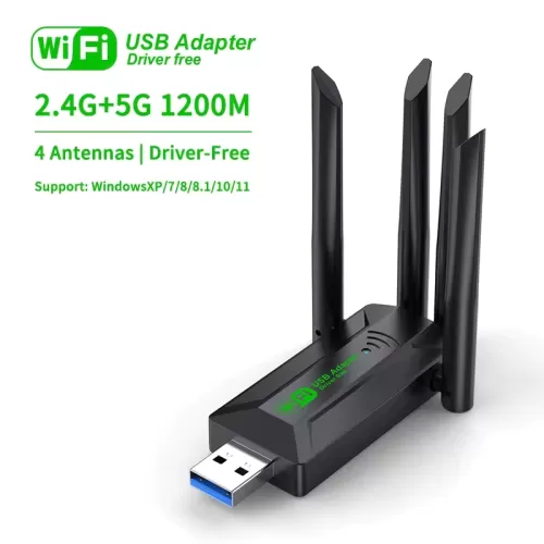 Adaptador Wifi usb 5G 1200Mbps 4 antenas