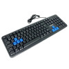 Teclado com fio usb e numérico padrão ABNT2 preto com azul